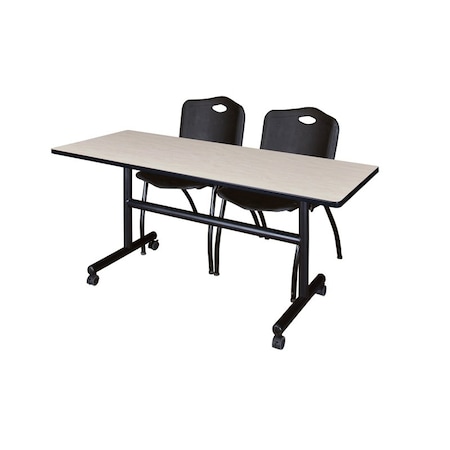 Kobe Rectangle FlipTop Table, 60" W, 29" H, Laminate Top, Maple MKFT6030PL47BK